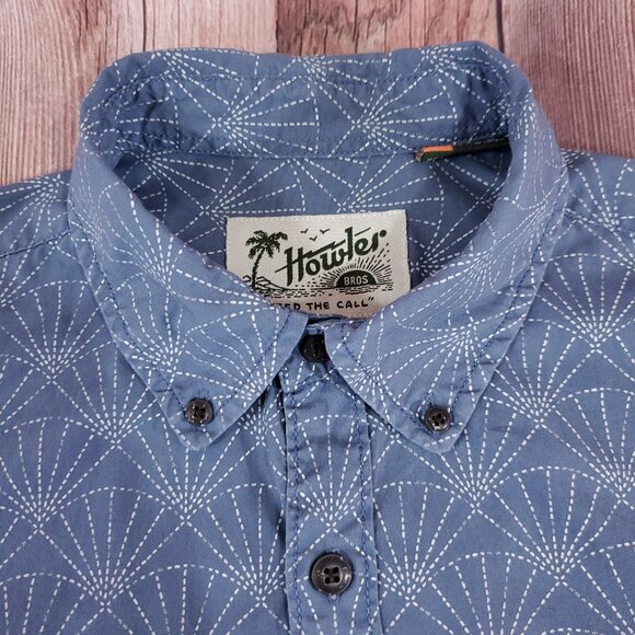 Howler Bros Mens Size Medium Mansfield Sashiko Shell Blue Heed The Call Shirt - Picture 4 of 14